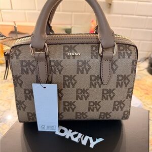 DKNY Tan and Brown Mini Logo Bag